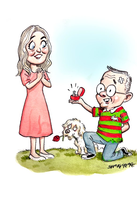 One of our favourites: John Shakespeare captures the happy moment when Anthony Albanese proposed to Jodie Haydon.