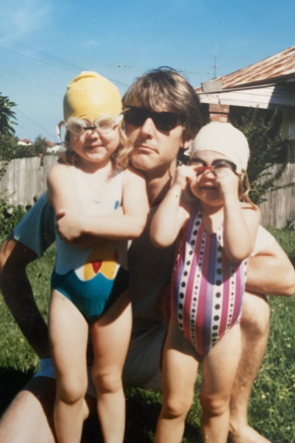 Morrell with his two daughters, Rosheen, left, and Minerva in 1987.