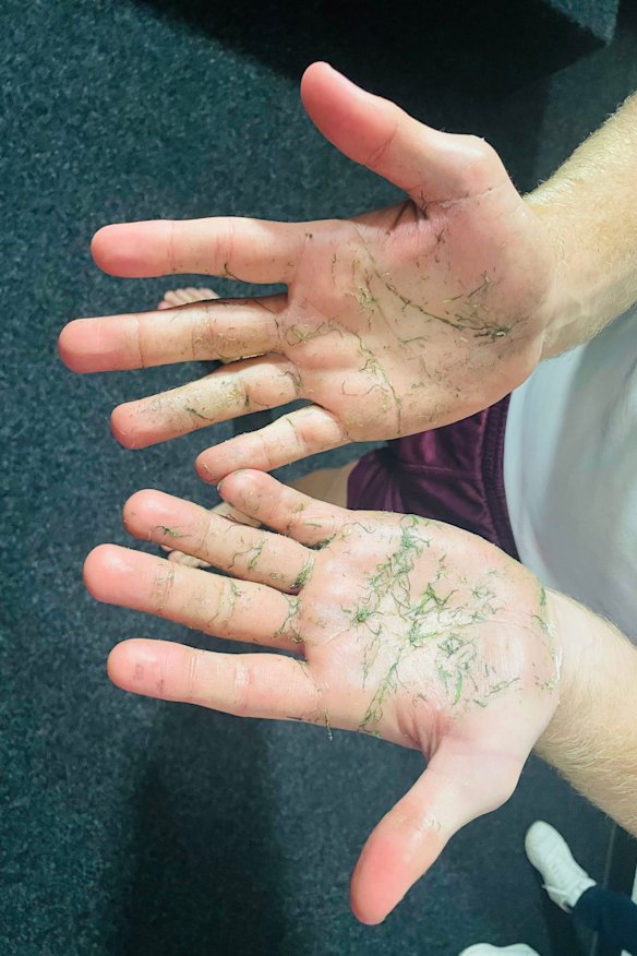 Ben Trbojevic’s hands were still sticky and covered in grass after the game.