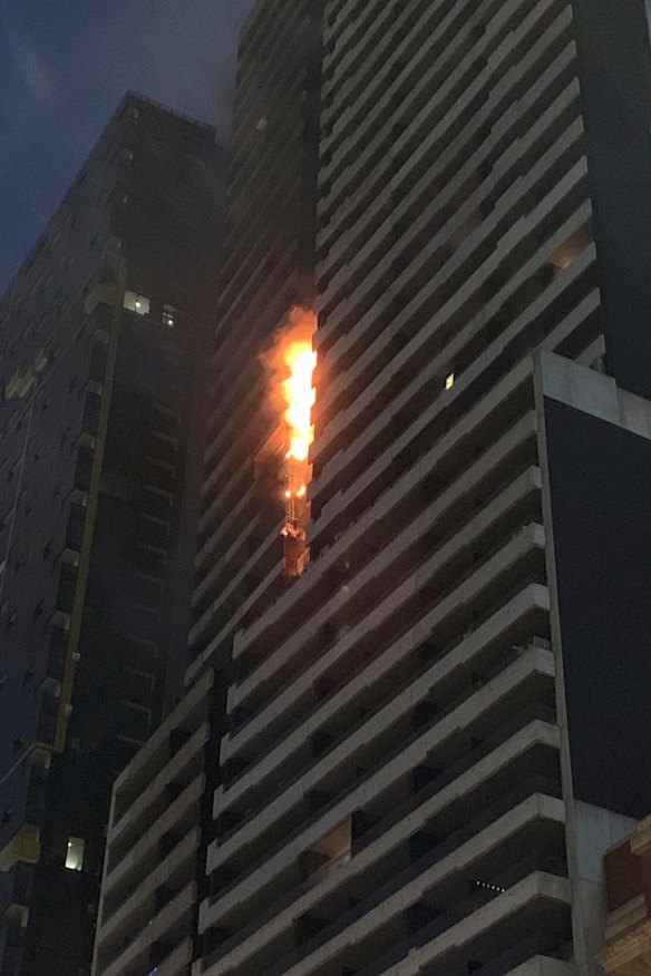 The Neo 200 blaze on Spencer Street on February 4.