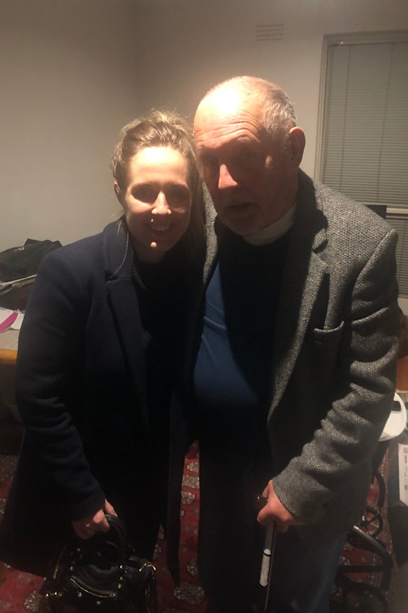 Ms Coffey with her father, who is now in a palliative care unit at a Melbourne hospital. 