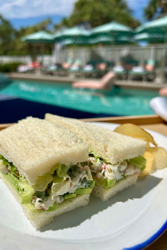 A prawn and avocado sandwich is the perfect pool snack.
