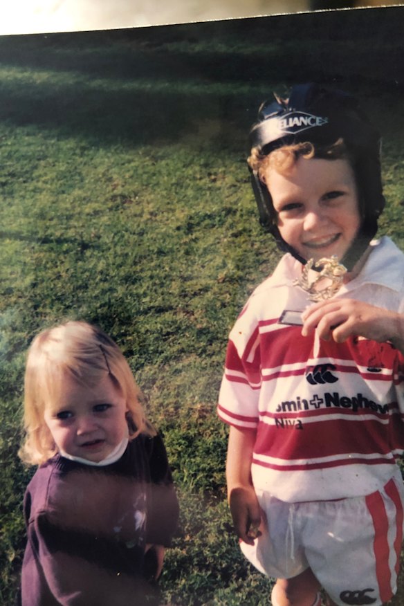 Isaah Yeo as a four-year-old playing for North Ryde alongside his sister Ariah.