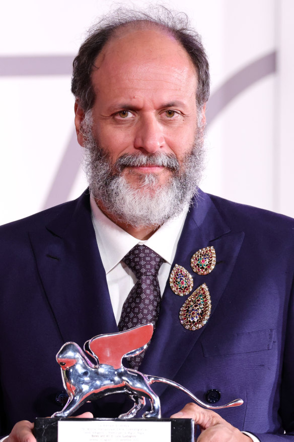 Luca Guadagnino with the Silver Lion for Best Director at the Venice International Film Festival.