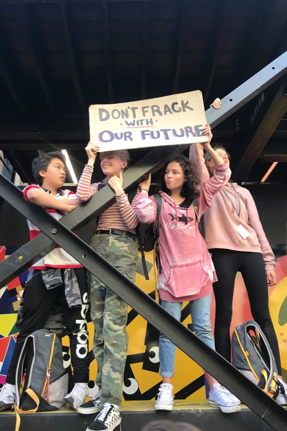 Melbourne schoolchildren Dominic Carpenter, 13, Freya Plant, 14, Olivia Dacal, 14 and Yemi Maitri, 13, joined their peers around the  world in February for a day's "strike" against inaction on climate change.  