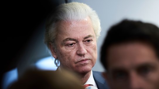 Far-right lawmaker Geert Wilders after pulling his party out of the four-party Dutch coalition in The Hague, Netherlands, Tuesday, June 3, 2025. (AP Photo/Peter Dejong)