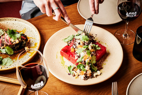 Compressed watermelon salad at Lona Misa.