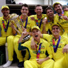 Australia celebrate winning the one-day World Cup in India last November.