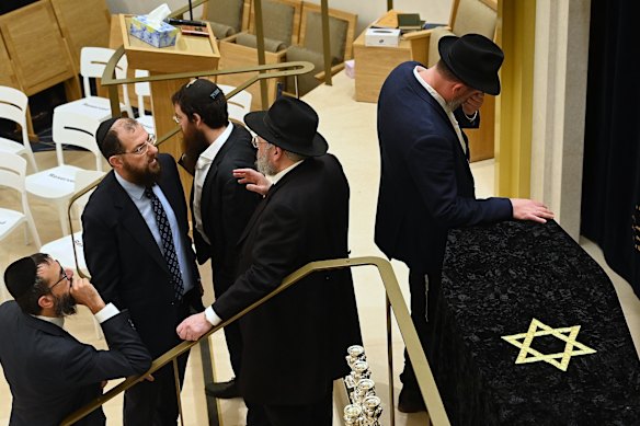 Mourners at Chabad of Bondi.
