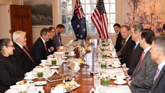 US and Australian officials talked tariffs over a breakfast meeting at the ambassador’s residence in Washington.