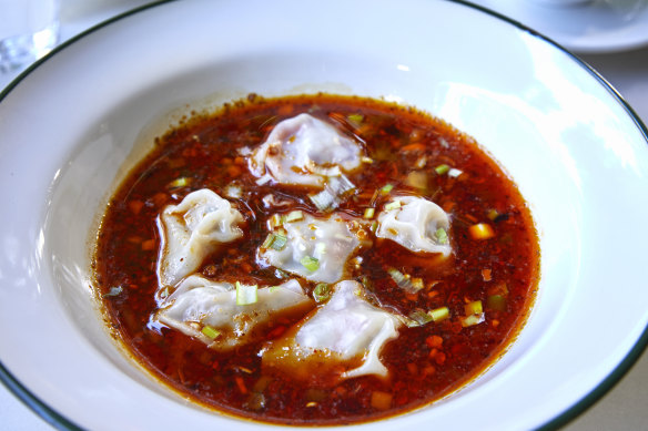 San xian dumplings in Sichuan chilli oil at TBC by Grape Garden.