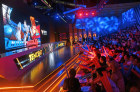Fans watch the match of the 2020 League of Legends World Championship in Shanghai.