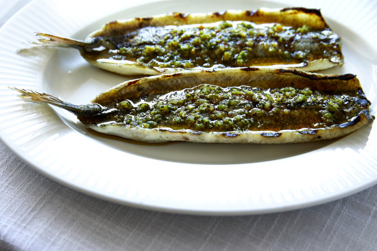 Bruce’s southern garfish with yuzu, green olive, parsley and chilli oil ($52).
