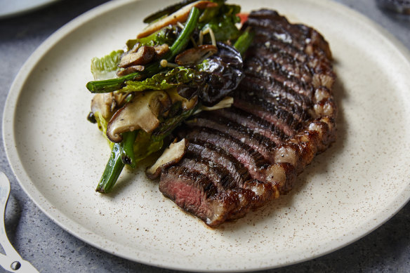 The 250g rump cap with grilled vegetable salad.