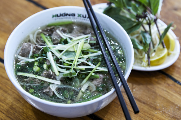 Pho tai lan (Hanoi-style soup with wok-seared steak) at Huong Xua.