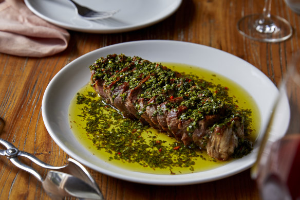 Go-to dish: Steak with chimichurri.