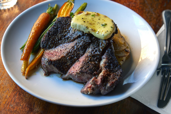 Scotch fillet with “Nan’s potato bake” at the Iron Yampi.