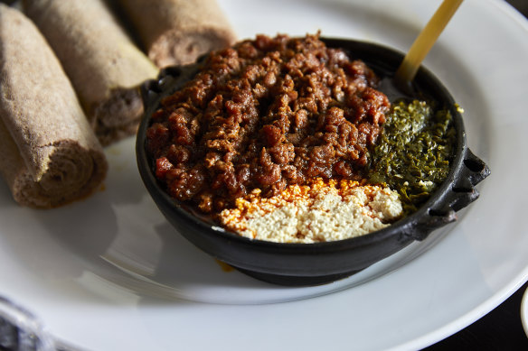 Kitfo and ayip at Gursha Ethiopian.