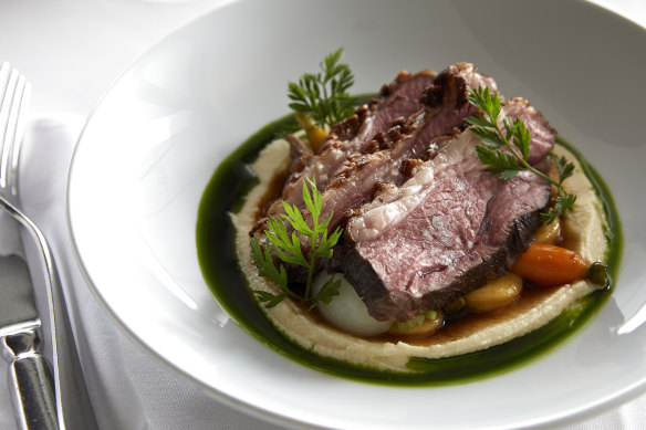 Go-to dish: White Pyrenees lamb rump with potato dumplings, celeriac and heirloom vegetables.