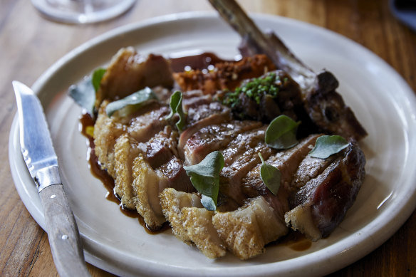 Pork cutlet, romesco and caramelised onion.