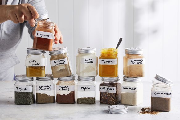 The essential 13 dried herbs and spices in Nagi Maehashi’s pantry.