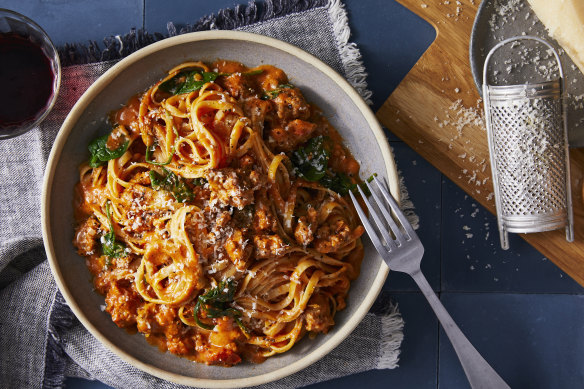 RecipeTin Eats’ creamy tomato sausage pasta.