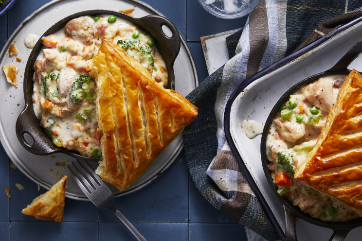 RecipeTin Eats' chicken pot pies are on the family dinner table in
