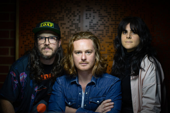 From left, Sam Cope, Liam Gough and Selene Messinis are among a new wave of prog rockers.