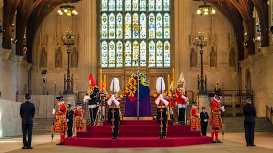 Queen Elizabeth II lies-in-state at Westminster Hall.