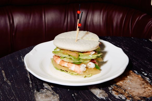 Apollo Inn's prawn club sandwich