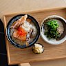 Grilled salmon congee. 