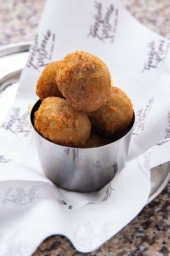 Fried olives stuffed with beef and pork.