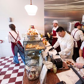 House-baked desserts are available by day, and whole pizzas to take away by night.