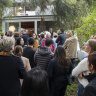 A huge crowd gathered to watch the tiny Chatswood block go under the hammer.