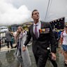 Ben Roberts-Smith and his partner Sarah Matulin attending a dawn service in Currumbin, Queensland, last month. 