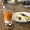 Iced teh (left) and avocado semifreddo.