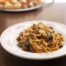 The eponymous puttanesca pasta.