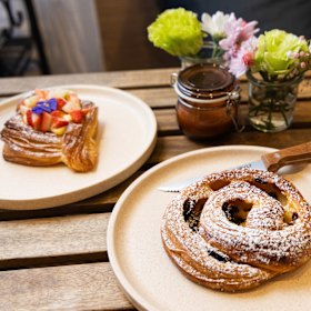 More classic pastries, such as escargots, are also in the cabinet.