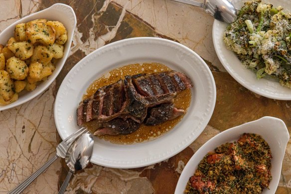 Barnsley chop and sides at Armorica Grande Brasserie in Surry Hills.