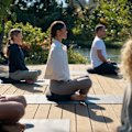 Morning yoga at Sensei Lanai, a Four Seasons Retreat, Hawaii.