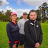 Tania Walsh, Mark Blundell (centre) and Matthew Taylor of the Churchill-Waverley Golf and Bowls Club at their Rowville golf course on Monday. 