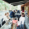 Relax with ‘really, really good coffee’ on the sun-dappled deck at this feel-good cafe