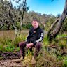 Wurundjeri elder Perry Wandin at Dights Falls, in Yarra Bend Park on Sunday.