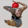 Lili Mizuno of Team USA competes during Gymnastics - Rhythmic Ball at Parque Deportivo Estadio Nacional on Day 12 of Santiago 2023 Pan Am Games in Santiago, Chile.