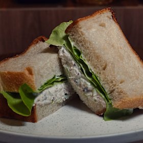 Poached chicken sandwich.