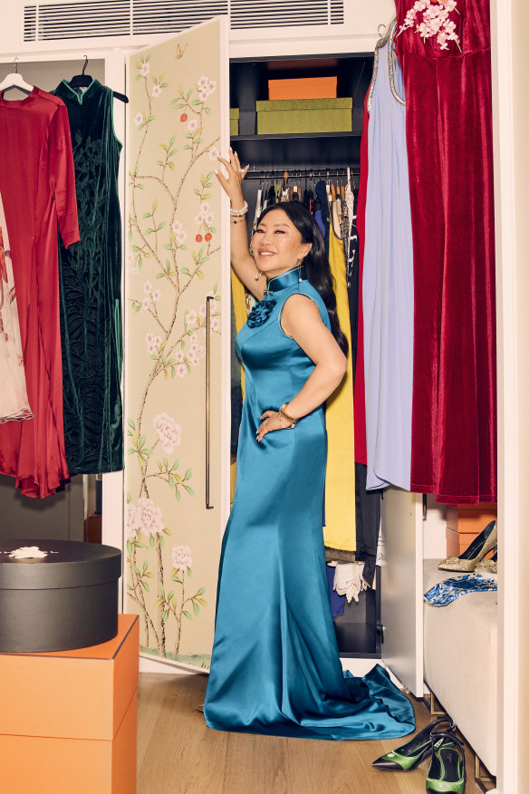 Monika Tu in her dressing room. She says her approach to shopping is: “If I like something, I’m, ‘OK, one of each colour.’ ”