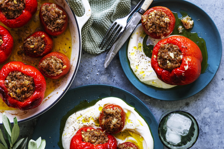 Karen Martini’s baked stuffed tomatoes and capsicums.