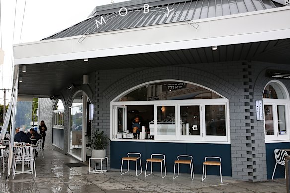 Moby is a popular corner cafe.