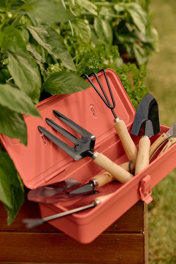 Os conjuntos de jardinagem T.House vêm em uma bela caixa de ferramentas de aço.