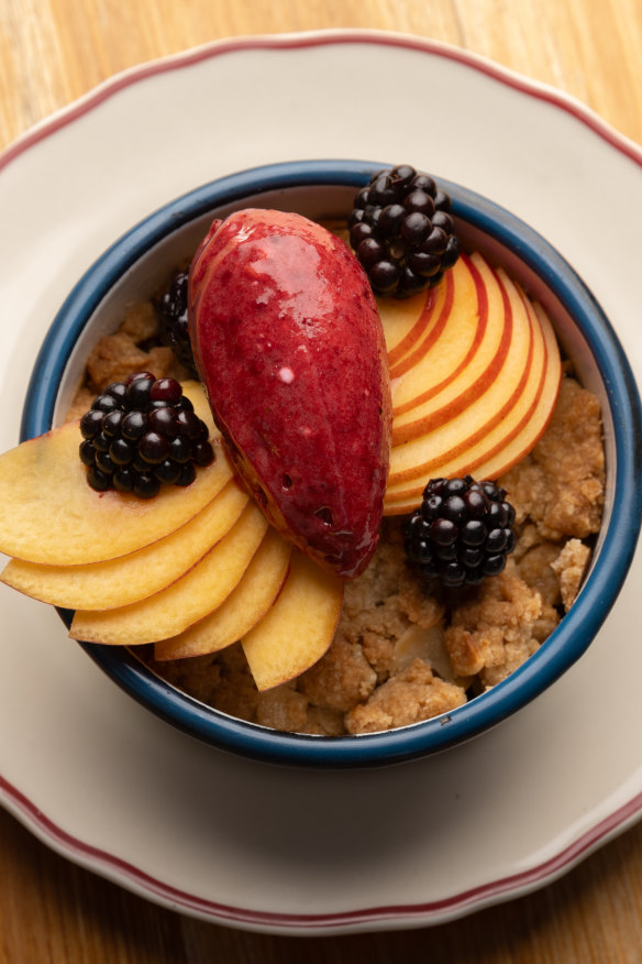 Fruit baked under a crunchy topping.